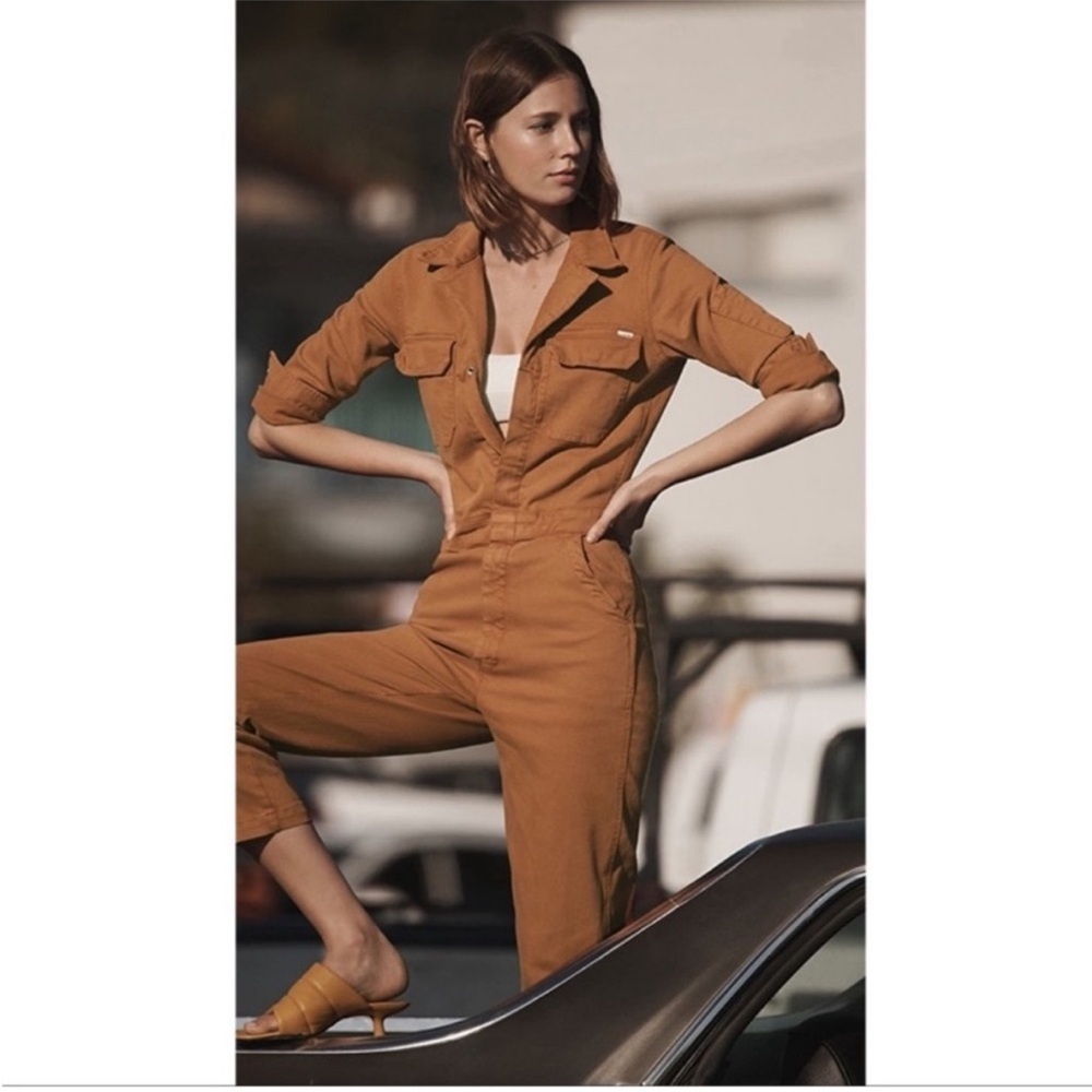 Mother Jumpsuit The Fixer in Brown Denim - Picture 2 of 14